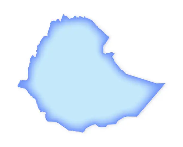 Vector illustration of Ethiopia Soft Blue Vector Map Illustration