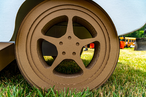 A cardboard pickup vehicle parking in the park for tourists to watch, Woodbridge, Ontario, Canada.