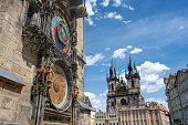 The famous astronomical clock and the Tyn church