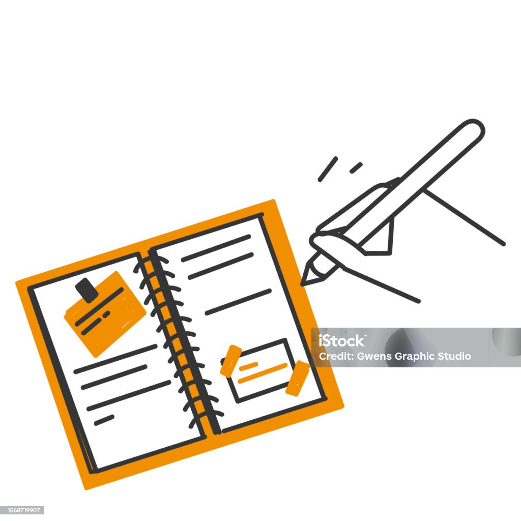 Handdrawdoodle Note Hand Drawn Doodle Hand Writing On Memo Paper Note Illustration Vector ...