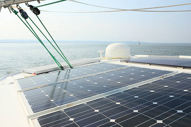 istock Solar Panels charging batteries aboard sail boat 156872627