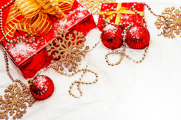 Christmas gifts and decorations stock photo