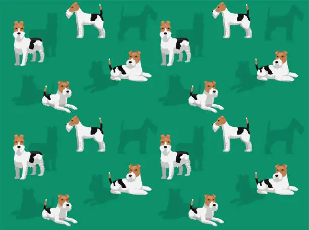 Vector illustration of Wire Fox Terrier Dog Cute Cartoon Seamless Wallpaper Background