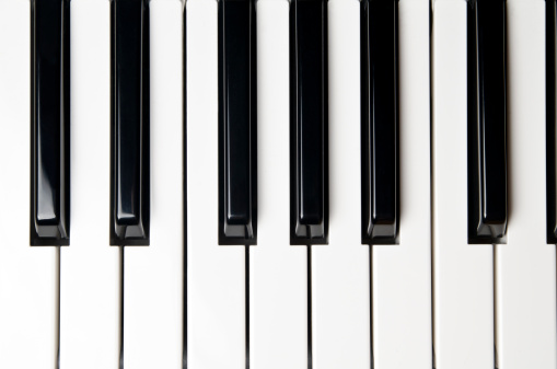 Piano keys and sheet music.