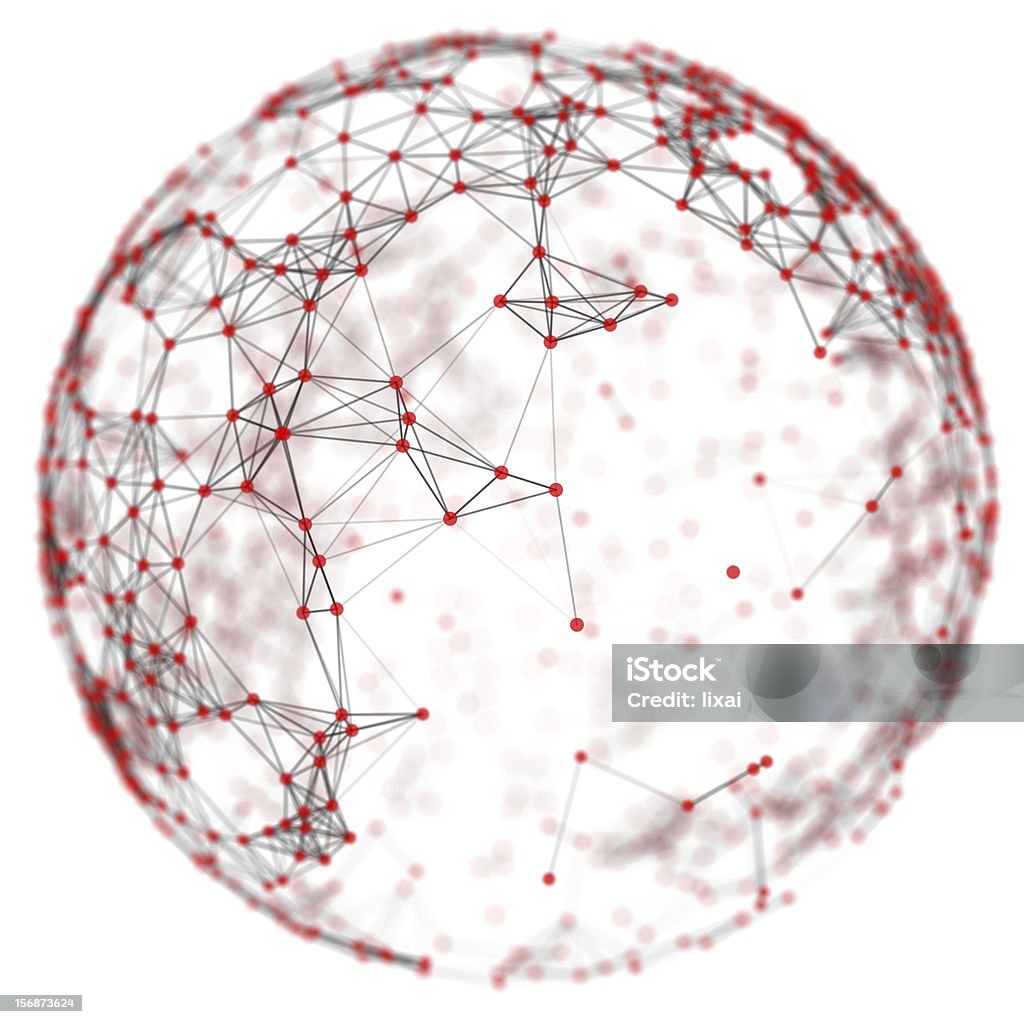 Abstract Sphere Abstract sphere from connected red dots with grey lines. Abstract Stock Photo