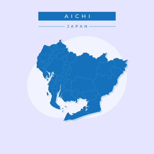 ilustrații de stoc cu vector ilustrativ vectorial al hărții aichi japonia - regiunea chūbu