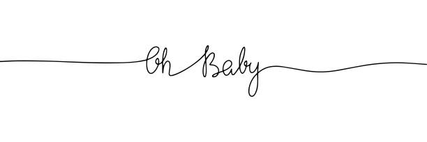 Oh baby, phrase, word one line continuous, Oh baby, phrase, word one line continuous, handwriting, calligraphy text. Vector illustration. ohio symbols stock illustrations