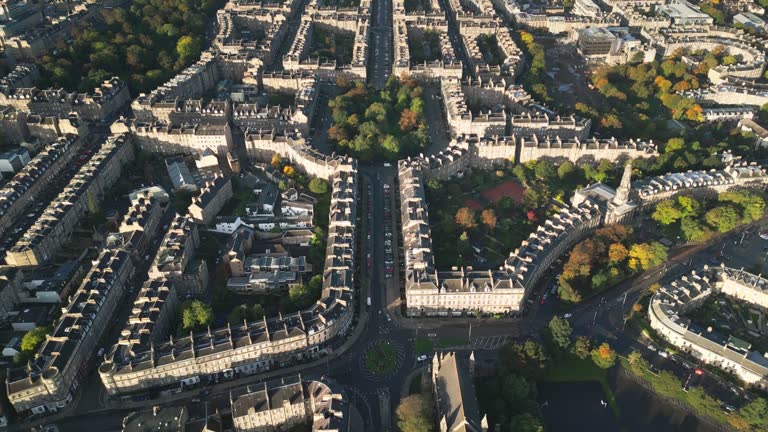 Aerial view Footage of above Edinburgh New Town and Villages, Edinburgh, Scotland