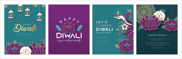 szczęśliwy diwali - diwali stock illustrations