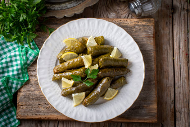 Traditional delicious Turkish foods; stuffed leaves (yaprak sarmasi)