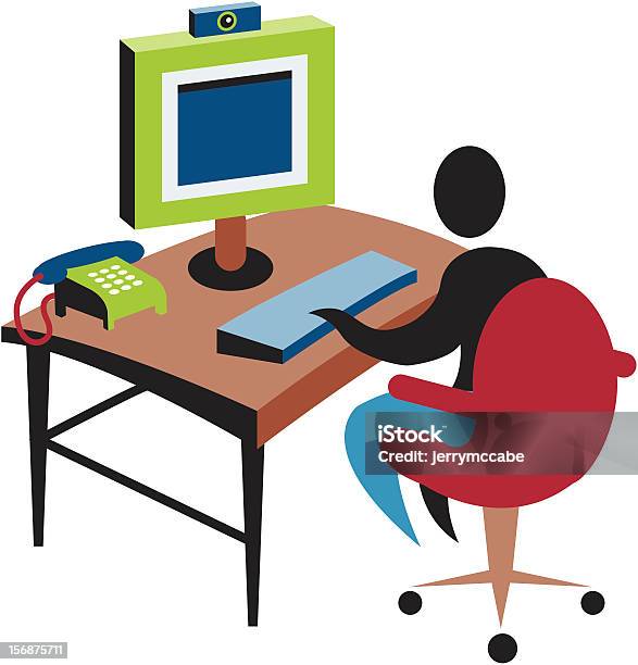 Person On Computer Reference Person At Computer Stock Illustration - Download Image Now - Computer ...