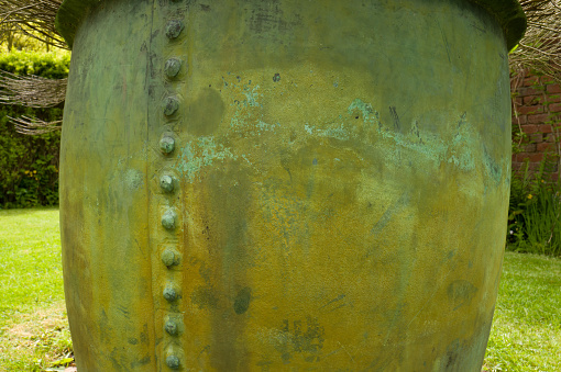 copper urn in garden