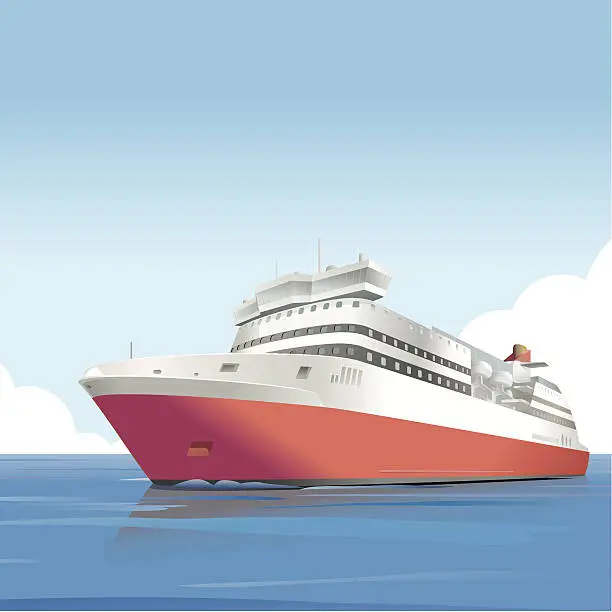 Vector illustration of Red ship