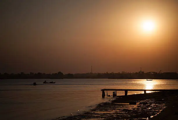 Photo of Sunset on Timsah lake, part of Suez Canal, Ismailia, Egypt