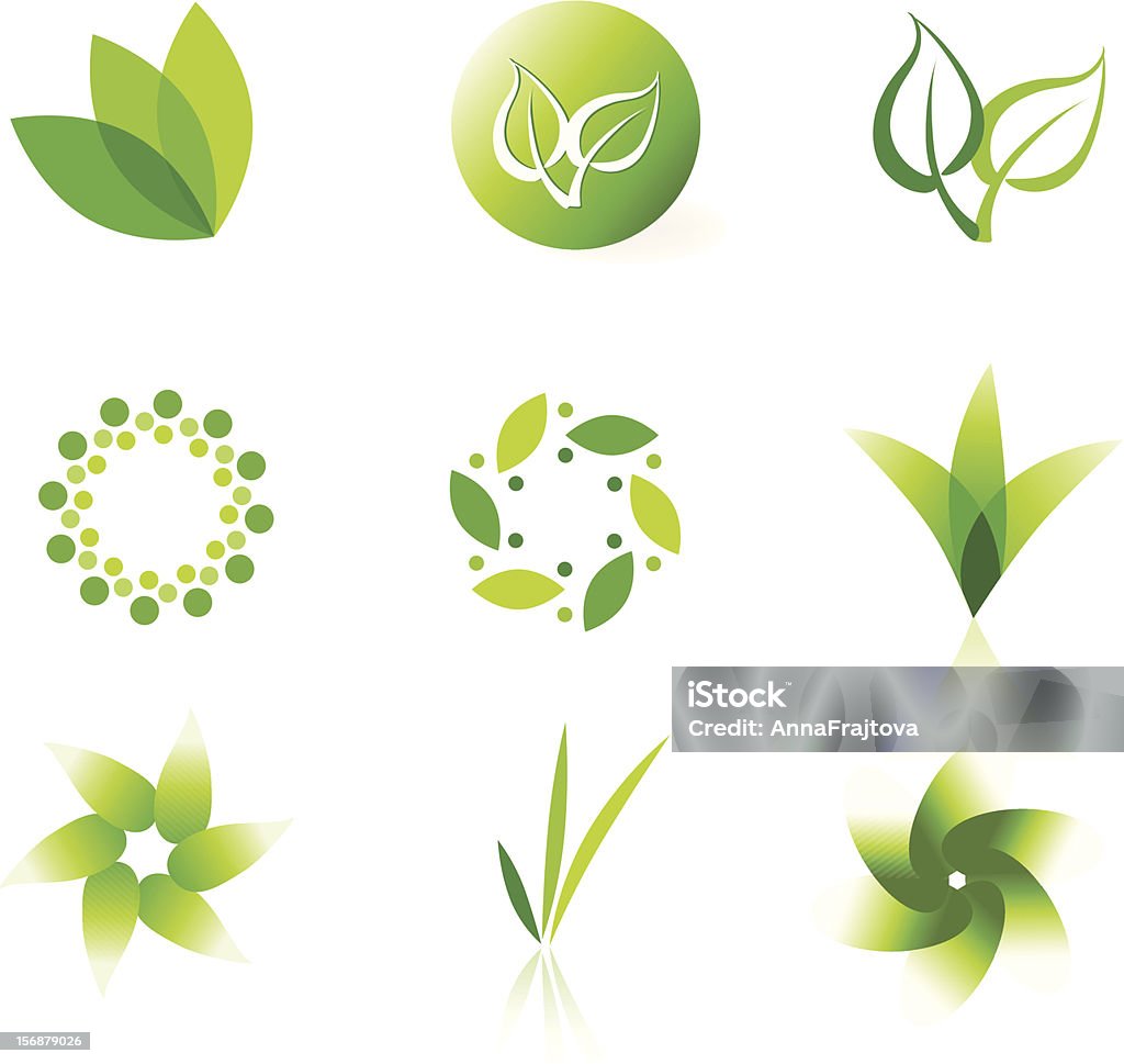 Zielone ikony - Grafika wektorowa royalty-free (Abstrakcja)