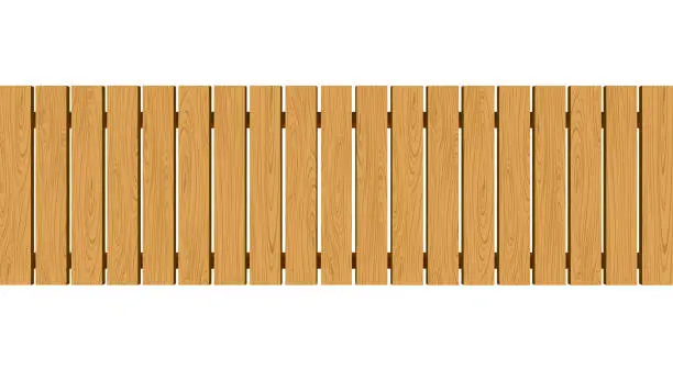 Vector illustration of top view wooden bridge on the white background
