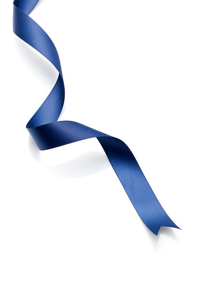 istock Curled navy blue ribbon isolated on white 156880827