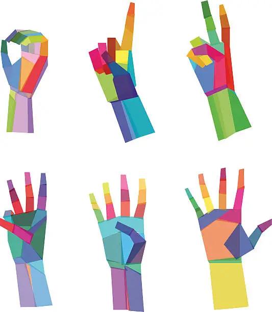 Vector illustration of Colorful Polygonal Hands