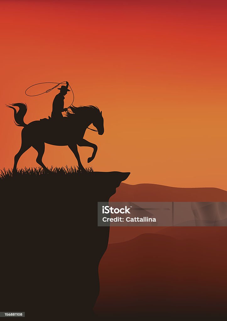 wild west sunset - arte vettoriale royalty-free di Cowboy