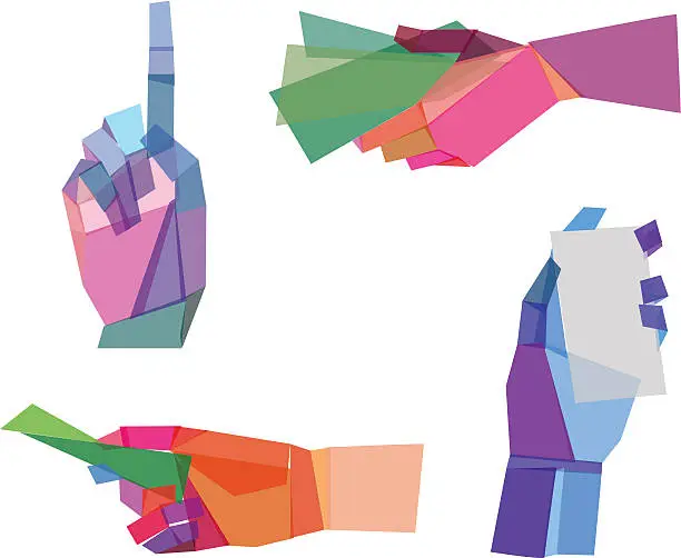 Vector illustration of Colorful  Polygonal Hands