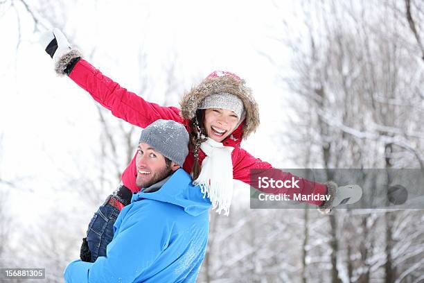 Winter Fun Couple Stock Photo - Download Image Now - Couple - Relationship, Hiking, Winter