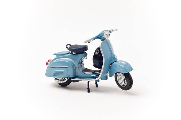 Blue Italian vintage scooter on a white background