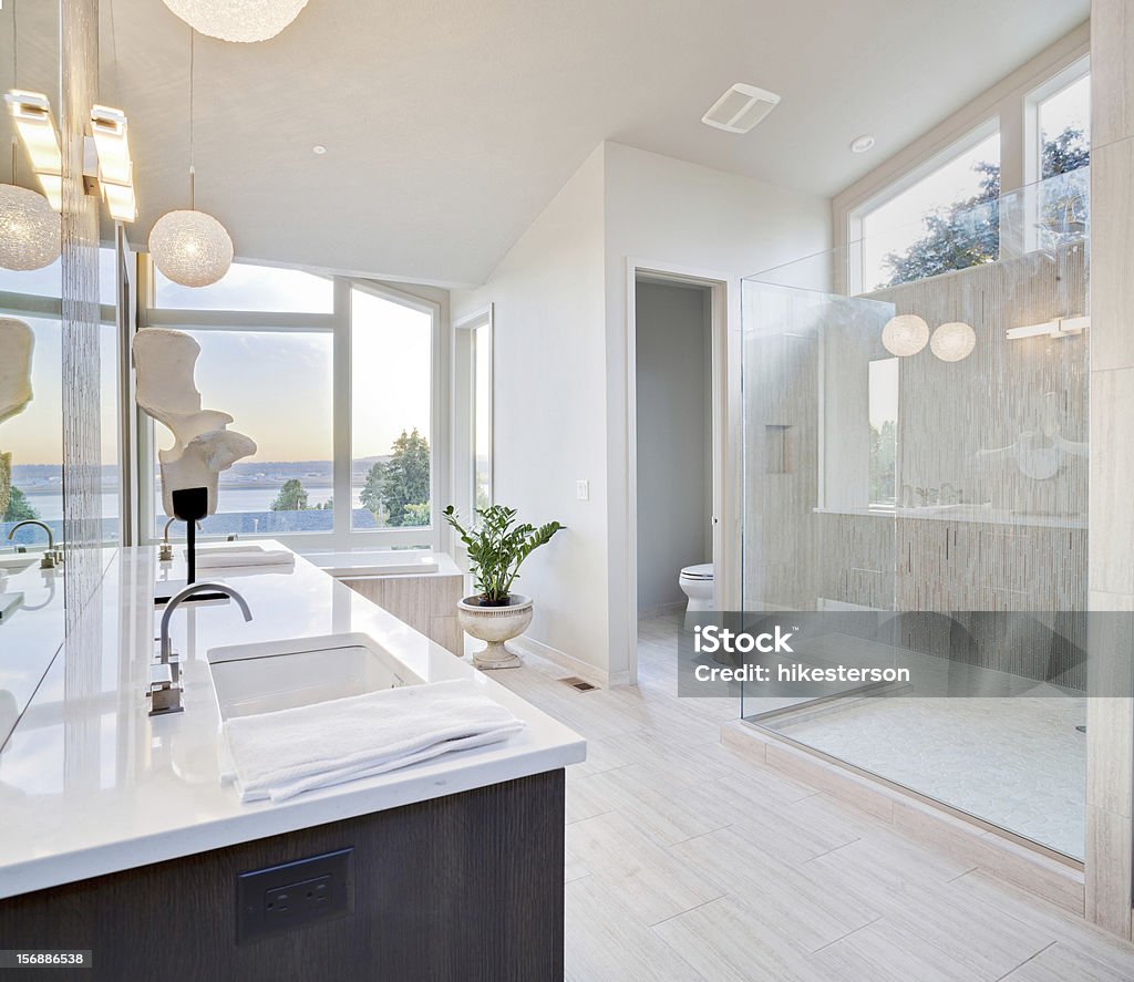 Beautiful Bathroom in Luxury Home Master Bathroom in new luxury home Bathroom Stock Photo