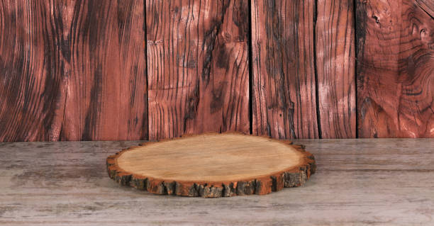 istock wooden round board podium on a wooden table 1568890706