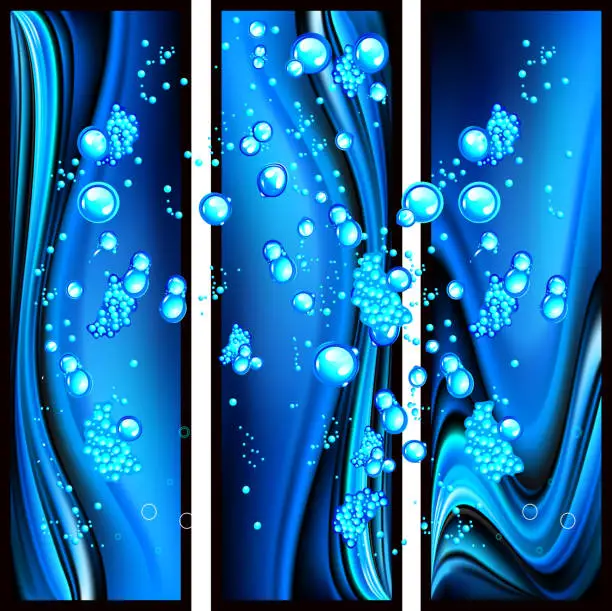 Vector illustration of Water drops on blue backgrounds
