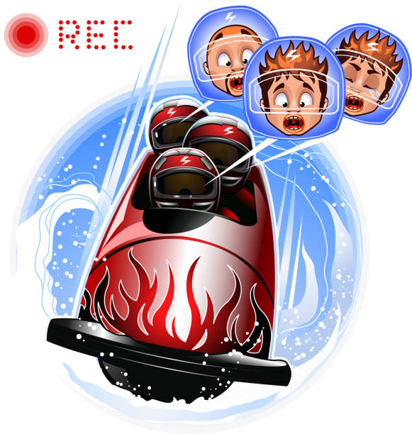 сани для бобслея - bobsledding stock illustrations