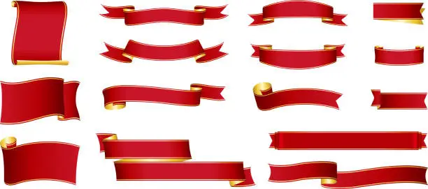 Vector illustration of red ribbon banner design material