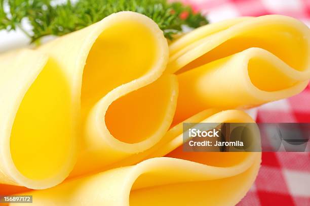 Folded Slices Of Cheese Stock Photo - Download Image Now - Checked Pattern, Cheese, Close-up