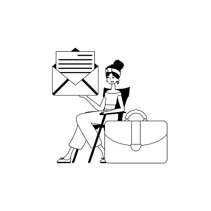 The female child is holding a letter . render of all - authoritative message . stallion injustice and flannel analogue stylus. Trendy style, Vector Illustration