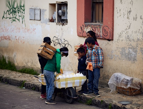 San Cristobal, Mexico – July 31, 2021: A group of vendors selling street food