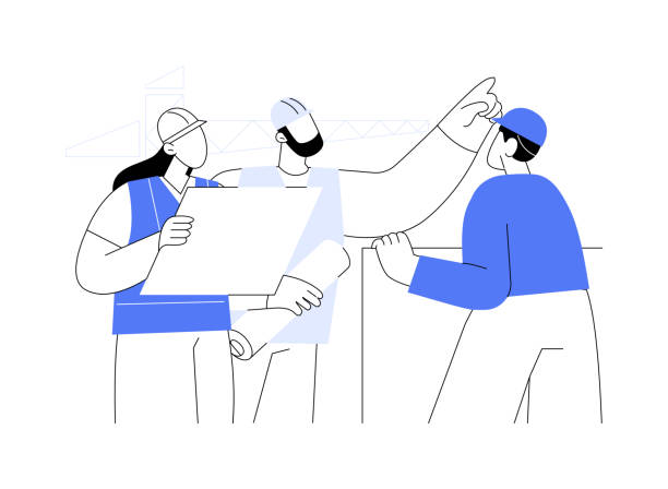 Read construction plans abstract concept vector illustration. Read construction plans abstract concept vector illustration. Group of contractors reading instructions and specifications about construction, builder daily routine abstract metaphor. specifications icon stock illustrations