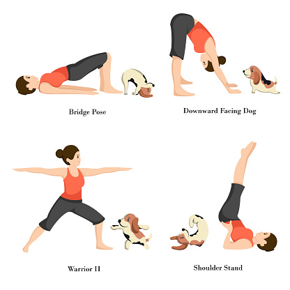 Illustration of men and women doing yoga pose exercises