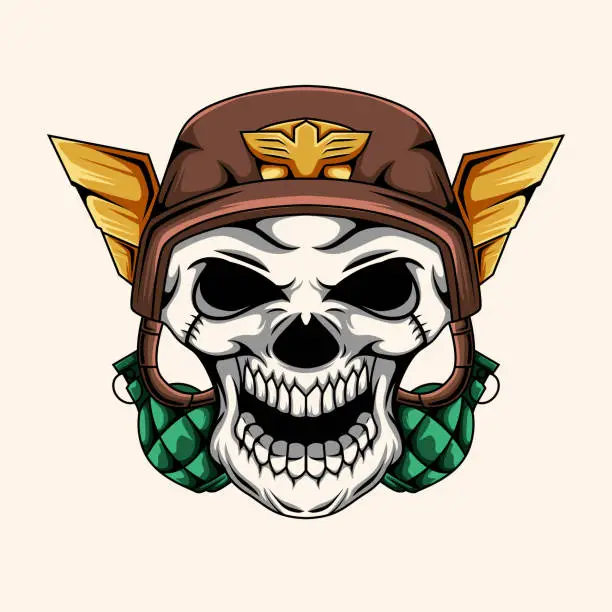 Vector illustration of Army skull graphic mascot character