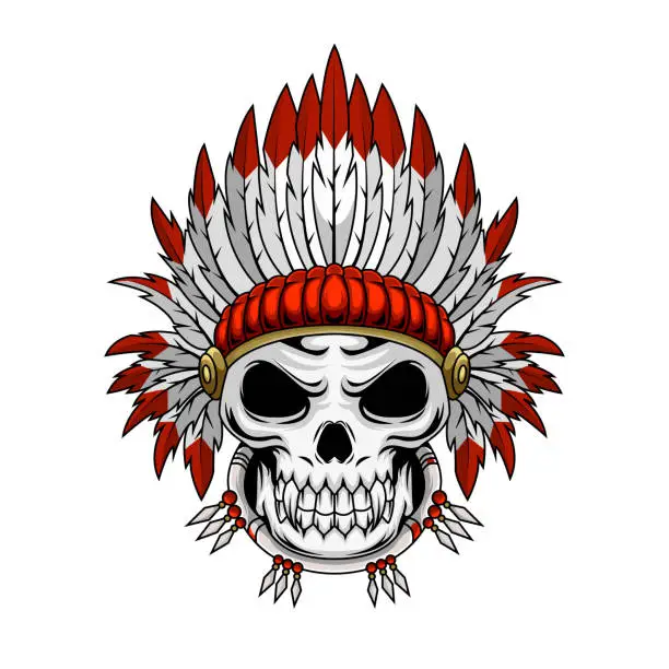 Vector illustration of Tribal skull graphic mascot character