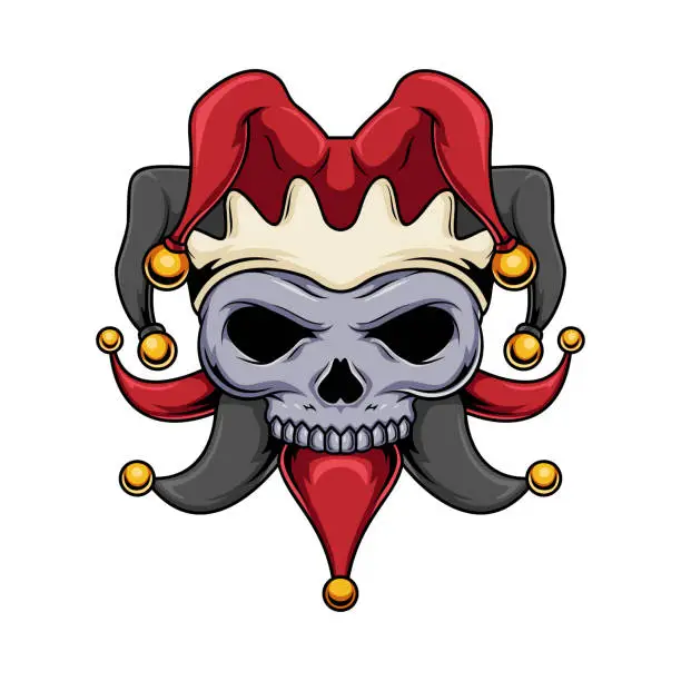 Vector illustration of Jester skull graphic mascot character