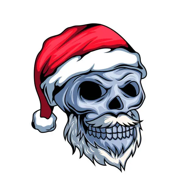 Vector illustration of Santa Claus skull graphic character