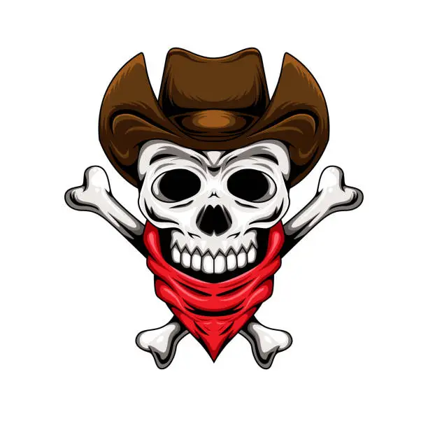 Vector illustration of Cowboy skull graphic character