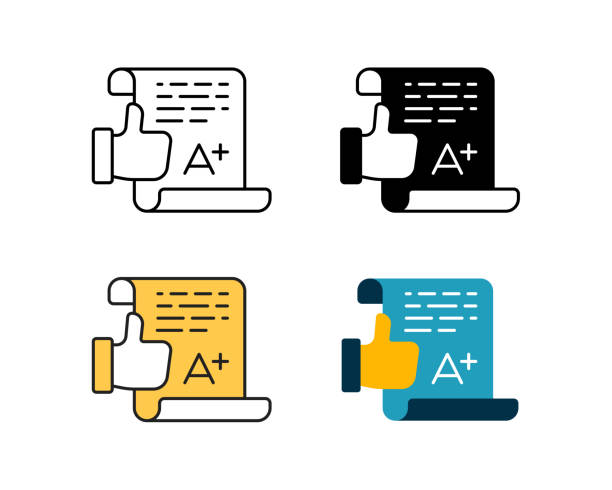 ilustrações de stock, clip art, desenhos animados e ícones de exam result icon vector design in 4 style line, glyph, duotone, and flat. - checklist list medical exam scientific experiment