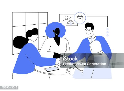 istock New business contact abstract concept vector illustration. 1569043018