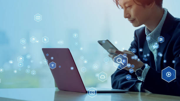 istock Office worker and Business network concept. Management strategy. Communication network. 1569056379