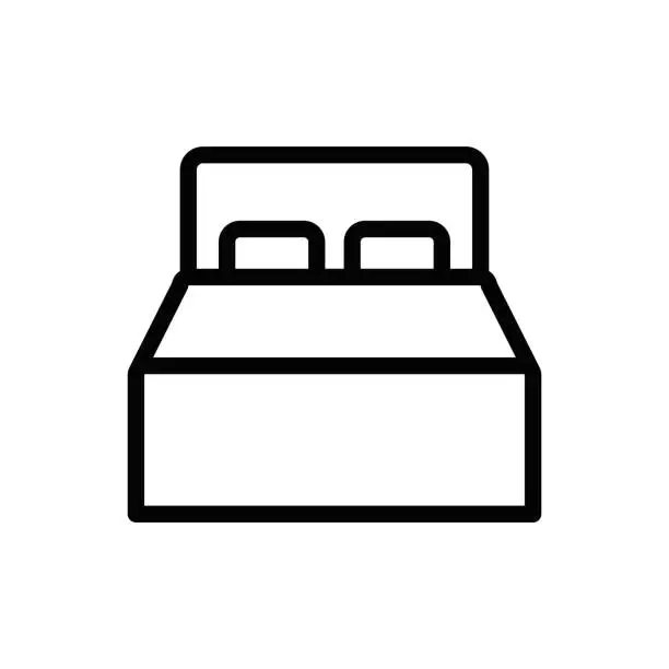Vector illustration of Double Bed, Furniture line icon