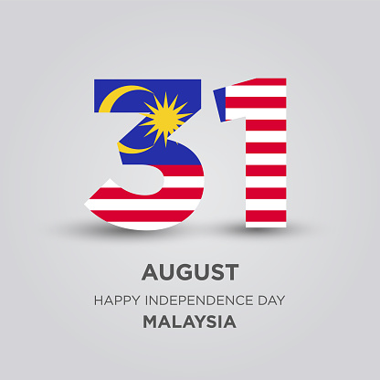 Happy Independence Day Malaysia Design. Number 31 made of the Malaysian Flag as Malaysia celebrates its Independence Day on the 31st of August.