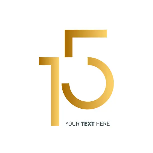 Vector illustration of Abstract number 15 template. Anniversary number template isolated, anniversary icon label, anniversary symbol vector stock illustration