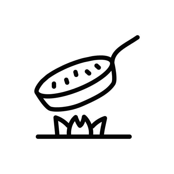 Vector illustration of Frying, Cooking, Restaurant and Food, line icon