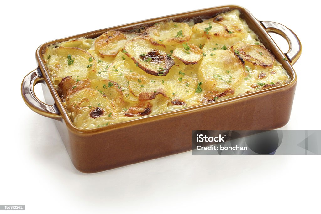 potato gratin gratin dauphinois, French cuisine Raw Potato Stock Photo