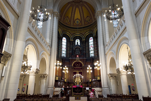 Interior view of Great Synagogue of Brussels in Belgium on July 21, 2023.